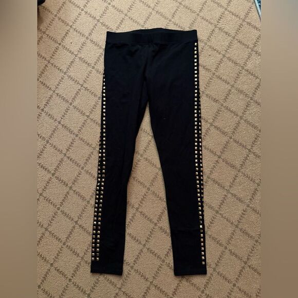 Nordstrom Black leggings w triple row gold stud detail NWOT S - Picture 1 of 5
